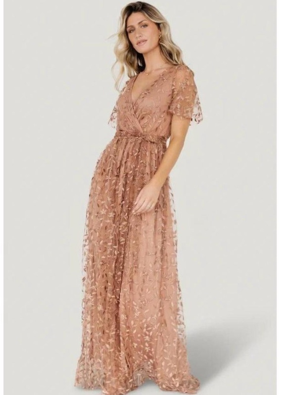 NEW BALTIC BORN FLORAL LACE OVERLAY MAUVE MAXI DRESS SZ XXXL